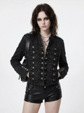 Grunge Military Button Detail Crop Jacket