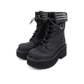 Black Studded Platform Combat Boots | Lace-Up Ankle Boots