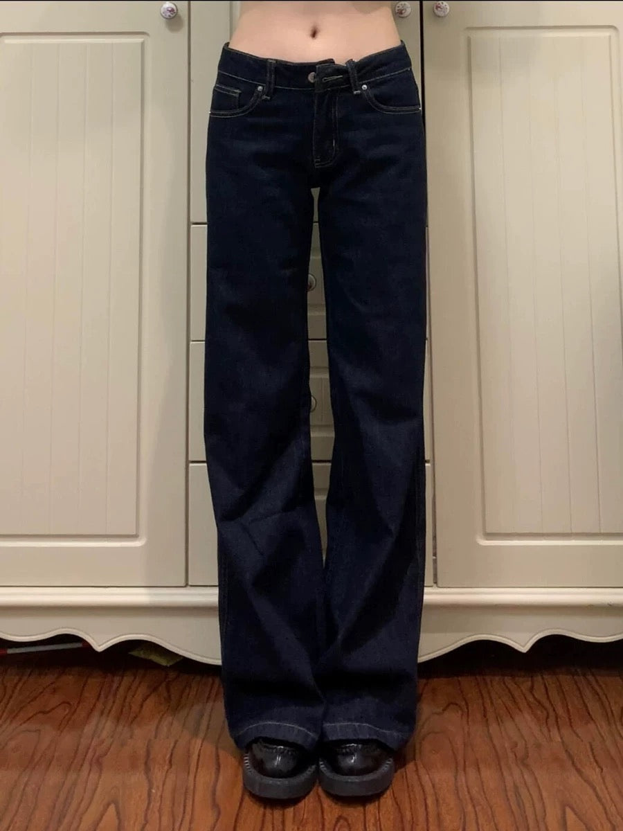 928 Wash Low-Rise Flare Jeans - Vintage Straight Leg Denim Pants