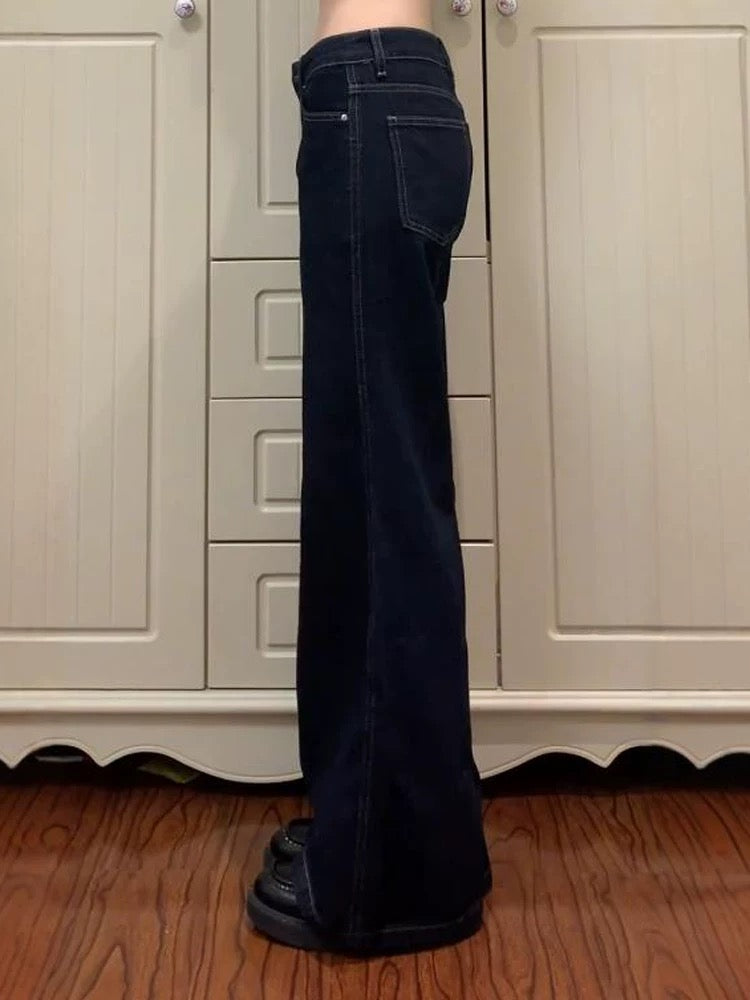 928 Wash Low-Rise Flare Jeans - Vintage Straight Leg Denim Pants