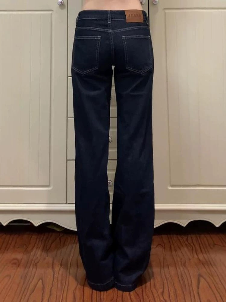 928 Wash Low-Rise Flare Jeans - Vintage Straight Leg Denim Pants
