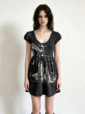 Black Abstract Grunge Print Mini T-Shirt Dress